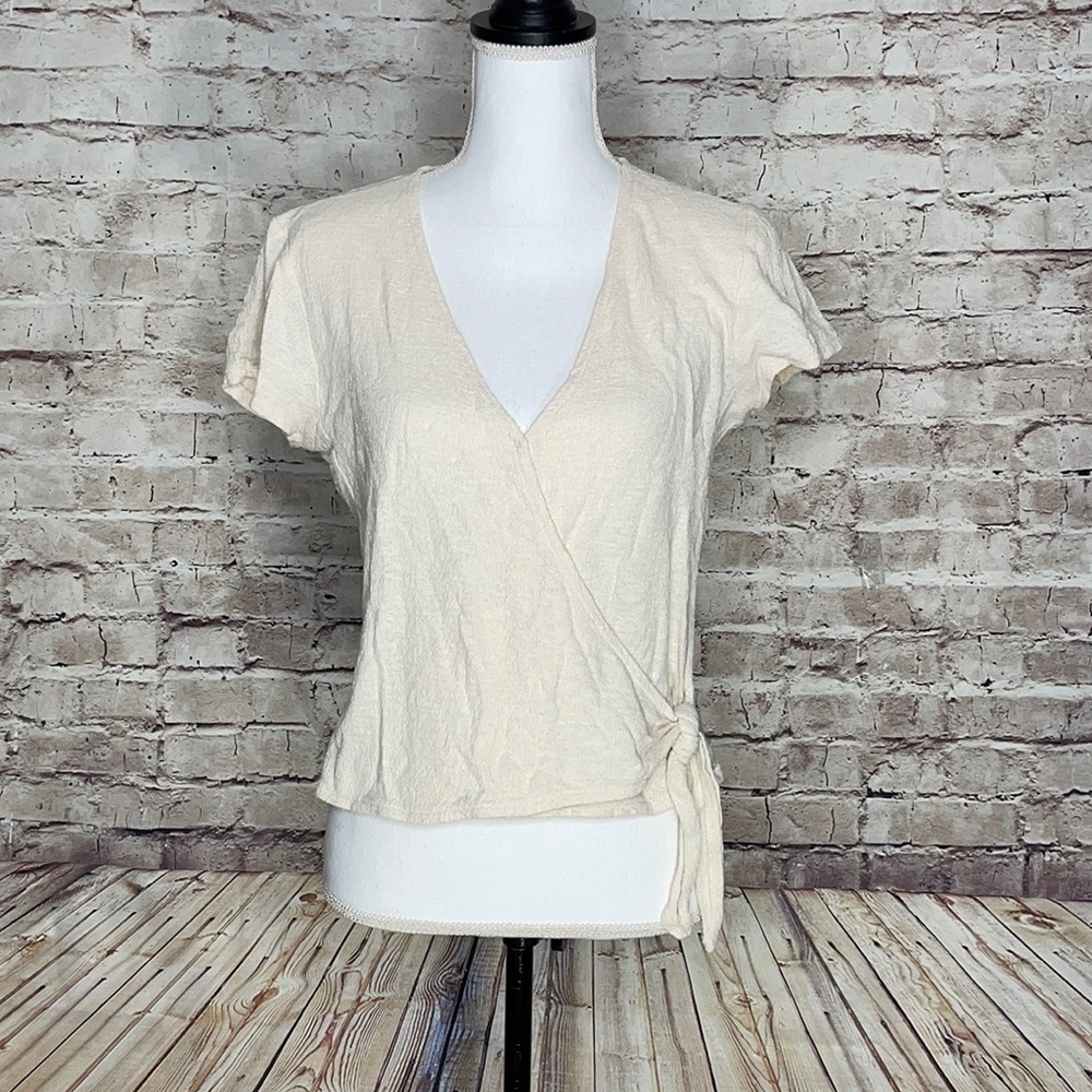 Madewell Crop Top Faux Wrap Shirt